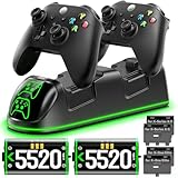Xbox Controller Ladestation mit 2 x 5520 mWh Wiederaufladbaren Akku für Xbox One/Xbox Series X/S Elite, Xbox One Controller Ladestation mit Xbox akku für Xbox Series/One Controller