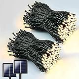 NEXVIN Solar Weihnachtsbeleuchtung Außen 20M 200 LED, Lichterkette Außen Solar Wetterfest, 8 Modi Solar Lichterkette, Lichterkette Solar für Outdoor Garten Party Balkon Hof Hochzeit (Warmweiß-2 Stück)