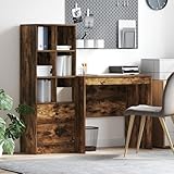 Tidyard Schreibtisch mit Stauraum Geräucherte Eiche, Schreibtisch Geräucherte Eiche 80x50x76 cm Arbeitstisch Laptoptisch für Arbeitszimmer Kinderzimmer Studenten