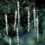 VOPIWOZ 30 STK Eiszapfen Weihnachtsbaum Deko, Acryl Anhänger Weihnachten Eiszapfen Hängend Mit Silber Weihnachtsseil, Geeignet für Weihnachtsdekoration Winterdeko Hochzeitsdekoration