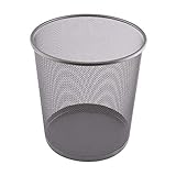 D.RECT Papierkorb Büro 12L - Abfalleimer, Papierkorb aus Drahtgeflecht Mülleimer, Papiereimer - Metall Büroeimer Mesh Runder, Silber