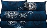 Erwin Müller Bettwäsche Sparpaket 4-TLG. Mako-Satin Mandala dunkelblau Größe 80x80 cm / 135x200 cm - feinfädig, temperaturausgleichend, atmungsaktiv, 100% Baumwolle, mit Reißverschluss