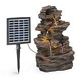 Blumfeldt Messina Kaskadenbrunnen Solarbrunnen Gartenbrunnen Zierbrunnen,Solarbetrieb,4 Kaskadenstufen,Indoor & Outdoor,Solarpanel: 9 V / 2,8 W / 17,5 x 14 cm,frostbeständig