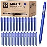 Sikao Kugelschreiber | Blaue Stifte | 60er Packung Kugelschreiber Blau | Blaue Tinte, Mittelspitze 1.0 MM | Schul- Und BüRomaterialien, GroßPackung Kulischreiber, Pens