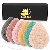 Konjac schwämme Gesichts, 6-teiliges Gesichtsreinigungsschwämme-Set für Damen und Herren, Konjac Walnuss Scrubber Peeling mit Walnuss – sowohl für Gesichts- als auch Körperpeeling