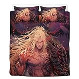 The First Berserker Khazan Bettwäsche 135x200,Spielfans Kinder Bettwäsche-Sets,Hypoallergen Mikrofaser Mit Reißverschluss Bettbezug + 2 Kissenbezug (Khazan)