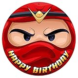 J&M DECO Tortenaufleger Ninja – essbare Kuchendeko Ø 20 cm – Tortenbild für Jungengeburtstag mit Action-Motiv – Tortendeko aus Zuckerpapier – gebrauchsfertig