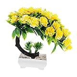 IMIKEYA künstliche Topfpflanze gefälscht Dekoration künstliche Girlande Fälschung ästhetisch Artificial Tree kunstpflanze künstliche Blumenpflanze Desktop-Topfpflanzendekor Plastik Yellow
