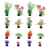 DEANKEJI Aquarium Pflanzen Künstlich, 16 Stück Aquarium Ornamente, Aquarium Pflanzen in Mehreren Formen und Farben, Wasserpflanzen Kann in Aquarien und Aquarien Verwendet Werden