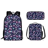 Tomeusey Geometrie Kinder Schulrucksack-Set, einzigartiges Design, Schulranzen-Set mit Thermo-Lunchtasche für Schule, Outdoor, Camping, Geometrie, Schulranzen-Set