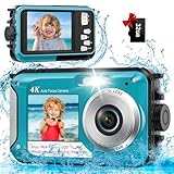 Digitalkamera Autofokus 56MP 4K Kamera Fotokamera 16x Digitalzoom 2,8 Zoll Bildschirm Unterwasserkamera mit 32GB Karte