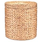 Decorasian Wäschekorb mit Deckel aus Wasserhyazinthe – Aufbewahrungskorb groß - Korb Hocker 42cm x H=44 - Fußhocker - Korb für Decken, Spielzeug und Wäsche