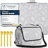 HAUSPROFI Picknickdecke 200x200cm – Wasserdicht, isoliert, XXL Outdoor Decke für Picknick, Strand, Garten. Campingdecke mit Baumwolle gepolstert, Inkl. Tragegriff & Heringe, Waschbar, Blättermuster