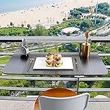 CMOLVUR Klappbarer Beistelltisch für den Außenbereich, verstellbares Hängeländer für Balkon und Deck, kompaktes platzsparendes Design, schwarzer Ständer, 120 x 35 cm, perfekte Unterhaltung