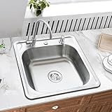 Edelstahl Einbauspüle & Spülbecken – moderne Küchenspüle mit Edelstahl Waschbecken, Siphon & Ausgussbecken, robustes Design (48x48x15)