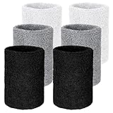 Apausvcm 6 Stück Schweißbänder,Absorbierende Schweißband,Schweißband Handgelenk,Fitness Schweissband,Fitness Arm Schweißband,Sport Schweißband Armband für Handball Fußball Basketball Tennis Laufen