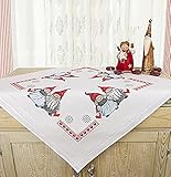 KAMACA Stickpackung Kreuzstich vorgezeichnet Baumwolle komplettes Stickset mit Stickvorlage Stickerei-Kit zum Selbersticken Erwachsene (Verliebte Wichtel MD 80x80 cm)
