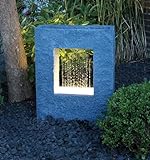 Gartenbrunnen mit LED Beleuchtung 65x53 cm Zimmerbrunnen Brunnen Steinoptik Regen Wasserfall eckig warmweiß Springbrunnen Gartendekoration