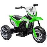 HOMCOM Kinder Elektro-Motorrad, 6V Kindermotorrad mit Hupe, Startup-Musik, Kinderfahrzeug, 3km/h, für 1,5-3 Jahre, Grün