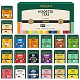 VAHDAM, Tee Sorten Probierset (20 Geschmacksrichtungen, 40 Stück) Schwarz Tee, Grüner Tee, Kräutertee, Chai Tees & mehr | Langblatt Pyramide Teebeutel | Geschenke Für Frauen Und Männer