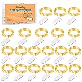 LED Lichterkette Batterie, 20 Stück Kupfer Drahtlichterkette 1M 10 LEDs Weihnachtsbeleuchtung für Innen und Aussen Dekoration (Warmweiß)