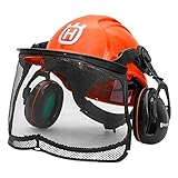 Husqvarna Forst Helm Technical – Leichter Forst- & Kettensägen-Schutzhelm mit Gehörschutz, Belüftung & UV-Indikator