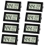 Farerkass 8 Stück Hygrometer - Thermometer, Digital Mini Luftfeuchtigkeitsmesser mit LCD, Zimmertemperatur für Innenräume und Hydrometer für Babyzimmer,Schlafzimmer und Weinkeller, Schwarz