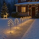 Valiant Weihnachten Wegeleuchten | 8 Stück warmweiße LED Zweiglichter mit Erdspießen | 8 Anzeigemodi | wetterfestes Kabel | Outdoor Festliche Dekoration