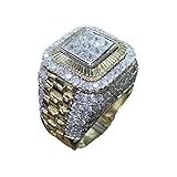 Volldiamant-Ring, Hip-Hop, Punk, Wasserbohrer, Iced Out, Goldring für Herren, handgefertigt, zierlich, glitzernd, Gold, Diamant, Herrenringe, Boss, kubanischer Stil für Männer, Edelstahl, Zirkon