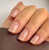 MouYouGlow Press on Nails Kurz,Square Sheer Nude Fake Nails Full Cover Kunstnägel mit Nagelkleber,Eckig Nudefarben Hautfarbe Acryl Künstliche Fingernägel für Frauen & Mädchen …