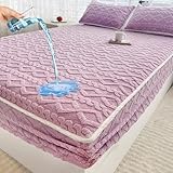 Wasserdichter Matratzenschoner, Flauschig Matratze Schutzbezug Atmungsaktive, TAFT Matratzenschoner Spannbettlaken, Winter warm Spannbettlaken Purple 180x200cm