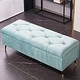 Luxuriöse Ottoman-Bank aus Samt – moderner Bettkasten und Sitzgelegenheit für den Eingangsbereich, hellgrün, geräumig, 110 x 45 x 45 cm, ideal für ein stilvolles Schlafzimmer