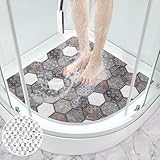 Mofonky Duschmatte rutschfest Antirutschmatte Dusche: 70 x 70 cm Groß Eckduschmatte Dreieckig Duscheinlage rutschfeste - PVC Luffa Sicherheits Duschwanneneinlage Schnell Trocknende