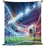 Kuscheldecke Flanell 70x100 cm, flauschig weiche warme Fantasy-Stil Couchdecke Fußball Muster Reisedecken für Schlafzimmer Wohnzimmer Büro