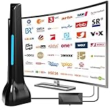 DVBT2 Antenne, zimmerantenne DVB-T & DVB-T2 Antennen mit Verstärker, Großer Reichweite und 360° Empfang, Zimmerantenne für Fernseher mit Starkem Magnetfuß, Geeignet für 4K 1080p & Alle TV-Geräte