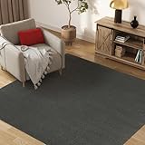 TAPISO Mono Quadrat Teppich Kurzflor Indoor Outdoor UV-beständig Dunkelgrau Einfarbig Wohnzimmer Schlafzimmer Kinderzimmer Modern ÖKO-TEX 120 x 120 cm