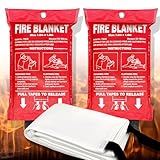 Andyssey Feuerlöschdecke 100x100 cm Löschdecke DIN EN 1869:2019 Brandschutzdecke, 2 Stück