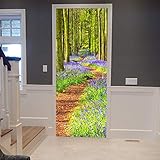 TIWZHHQ Türtapete selbstklebend 3D 100x200cm Waldlandschaft Türposter - Abnehmbar Fototapete Türfolie Poster Tapete Türaufkleber für Tür, Wohnzimmer, Schlafzimmer, Küche und Bad