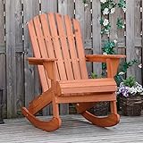 Outsunny Adirondack Gartenstuhl Schaukelsessel 77 x 94 x 97 cm, Natur Holzoptik, bequemer Gartensessel für Balkon & Terrasse