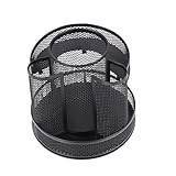 OFFSCH 1stk Drehbarer Stifthalter Mesh-stifthalter Desktop-speicher-organizer Schreibwarenkoffer Drehbarer Bürstentopf Desktop-organizer-regal Desktop- Black Eisen