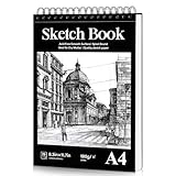 Skizzenbuch A4, 180g/m² Skizzenpapier zum Zeichnen Sketch Book Zeichenpapier Spiralbindung zum Skizzieren Illustration Zeichenen (70 Blatt/140 Seiten)