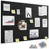 Kongming Pinnwand Filz Selbstklebend mit 40 Reißzwecken, 6 Stück 9mm Dick Pinwand, 30 * 30cm Pinnwand Groß Wanddekoration für Fotos, Notiz-memoboard für Zuhause Küche Büro Schule (Schwarz)