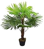 Künstliche Fächerpalme 90 cm mit 9 Palmenwedel Kunstpalme Kunstpflanze Künstliche Palme im Topf Dekopflanze