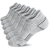 Airacker Knöchel-Sport-Laufsocken, gepolstert, atmungsaktiv, niedrig geschnitten, Sportsocken für Damen und Herren (6 Paar), Hellgrau, 37.5-41.5 EU