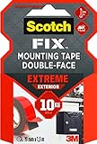 Scotch-Fix Extreme Doppelseitiges Montageband für den Außenbereich – 1 Rolle (19 mm x 1,5 m) – Extra stark, wetterfest & temperaturbeständig – Hält bis zu 10 kg – Kein Bohren nötig