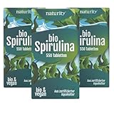 BIO Spirulina Tabletten I 1650 Presslinge, 100% gemahlene Spirulina I Mit natürlichem Eisen-Gehalt I Ökologisch kultiviert & Bio-zertifiziert I Vegan, ohne Zusätze & Rückstände I Naturity