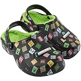 Get Trend Minecraft Clogs Kinder Hausschuhe Jungen, Sherpa Gefüttert, Winter Pantoletten Plüsch mit Fersenriemen, Geschenk Idee (34/35 EU, Mehrfarbig Minecraft)