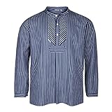 modAS Fischerhemd blau-weiß gestreift Übergröße, Größe:64
