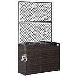 Casaria® Blumenkasten Rankgitter 3 Innentöpfe Polyrattangeflecht Rankhilfe Blumentopf Rattanoptik Pflanzkasten Braun