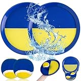 Wurfspiel Wasserdicht Ball, Klettballspiel für Kinder, Toss und Catch Ball, Klettball Pool Spielzeug, 2 Paddel und 2 Bälle mit 1 Aufbewahrungstasche, ab 3 4 5 6 7 Jahren für Junge Mädchen (Blau+Gelb)